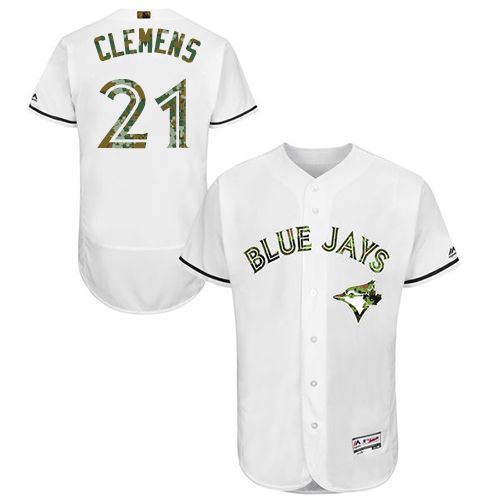 Blue Jays #21 Roger Clemens White Flexbase Authentic Collection Memorial Day Stitched MLB Jersey
